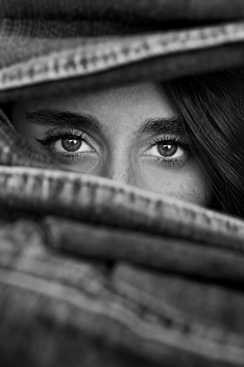Regard en gros plan, photographie noir et blanc